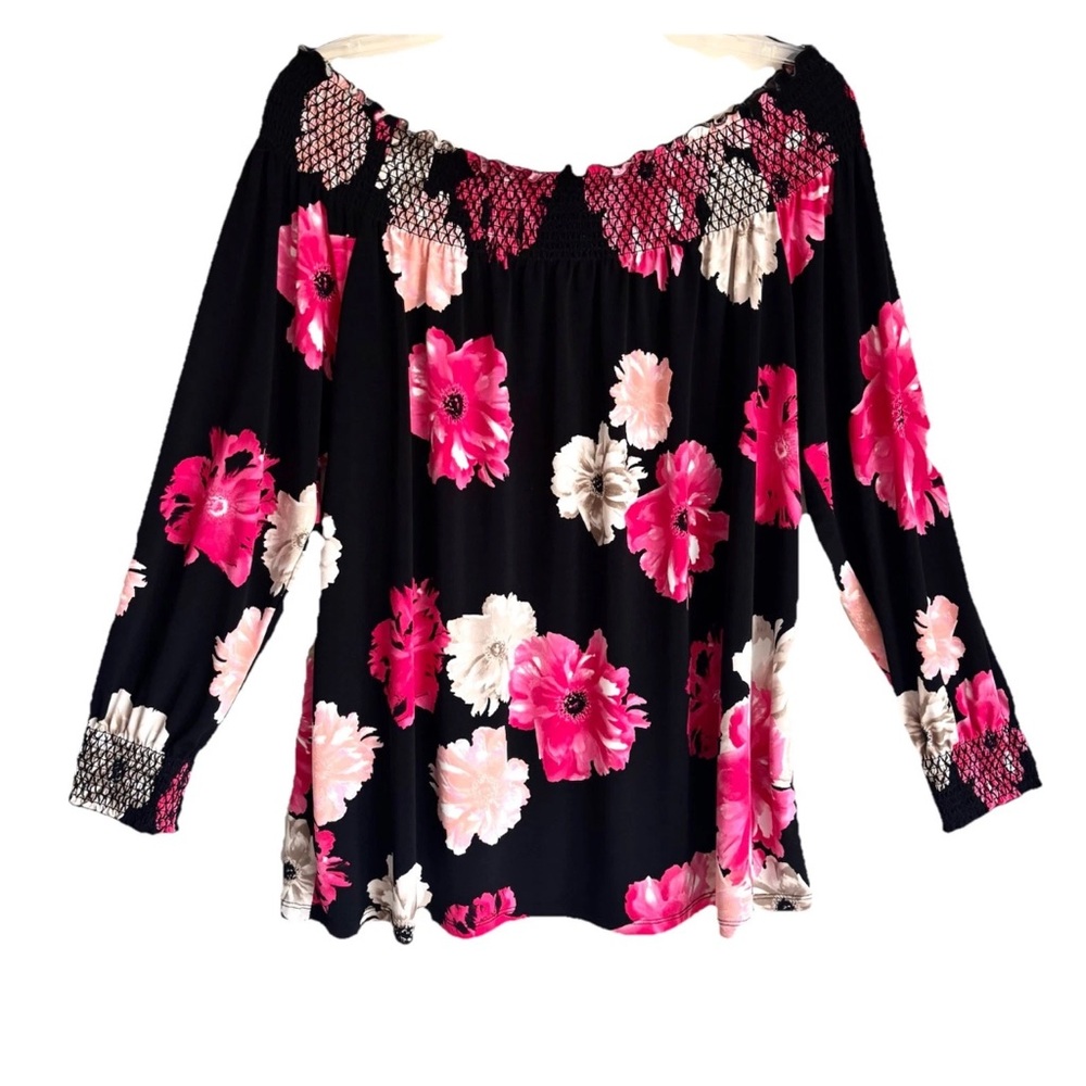 Calvin Klein Floral Off The Shoulders Blouse Sz L
